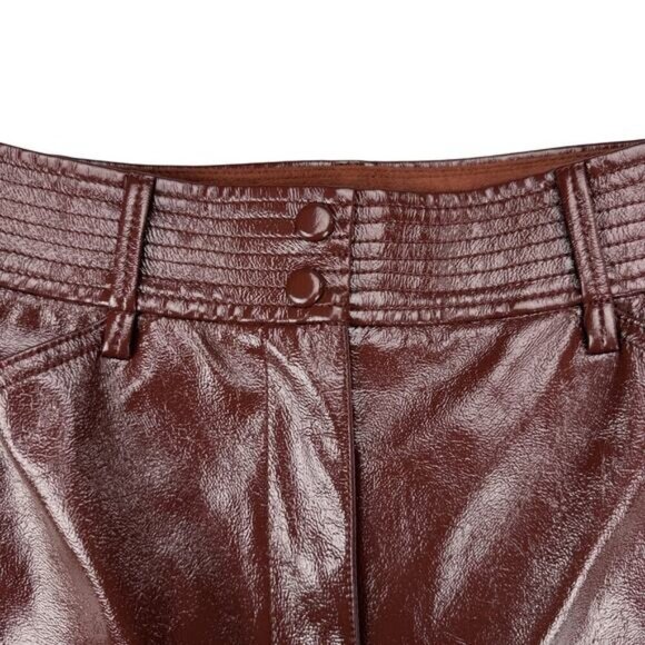 WILFRED Aritzia Funk Glossy Vinyl Faux Leather Pants Sz 2 Rustique - Picture 5 of 10